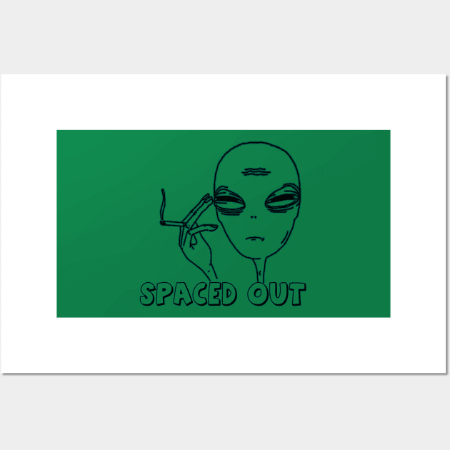 Spaced Out Alien Smoking green Wall Art by BurritoKitty